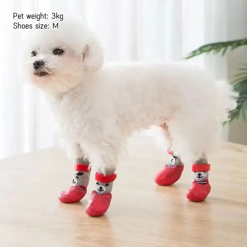 Cute Cartoon Dog Boots, 4 Counts/set Non-slip Waterproof Dog Shoes, Pet Footwears For Small Medium Large Dogs & Cats