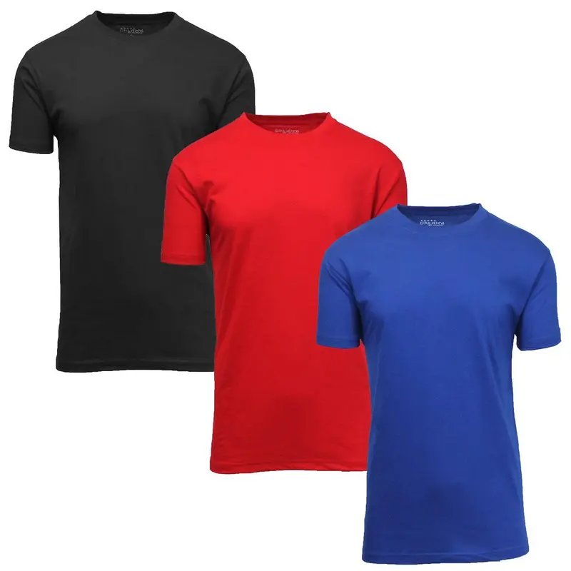 Men's 3-Pack Short Sleeve Crew and V-Neck Cotton Blend Classic Tee's