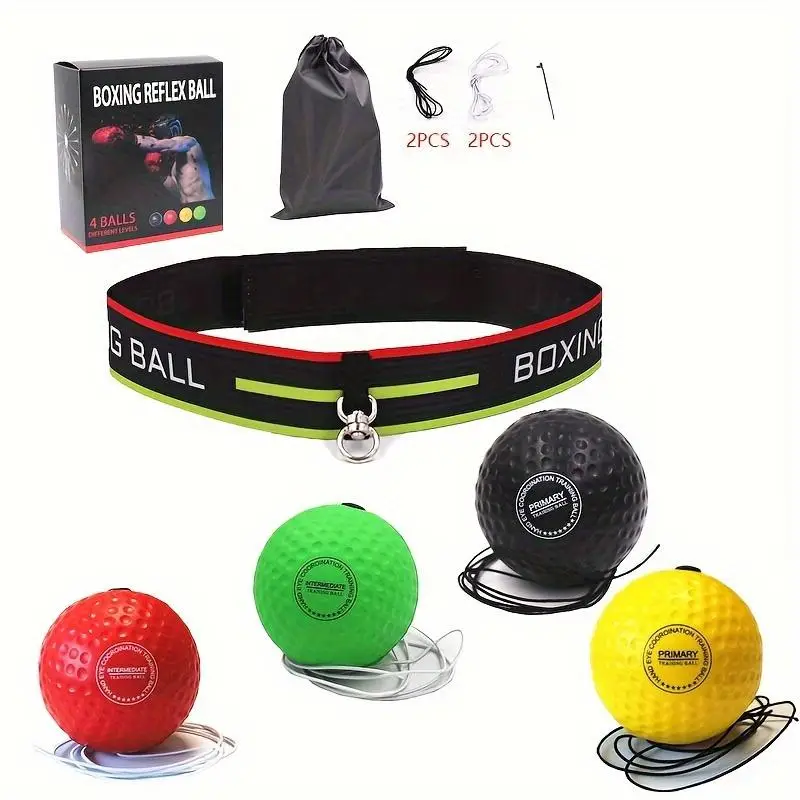 Boxing Reflex Ball Set, Including 2/3/4/6 Counts Boxing Reflex Ball Set & 1 Headband & 1 Storage Bag, Boxing Training Equipment, Summer Gift, Gym Acce