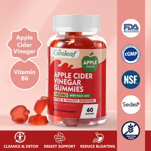 Careleaf 1000mg Apple Cider Vinegar Gummies with Beetroot,Vitamin B12 & B6,Support Digestion,Gut Health & Metabolic Function,Healthcare Fitness Dietary-60cts