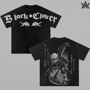 Asta Tee Washed – Black Clover Washed Anime Manga T-Shirt, Vintage Washed Anti Magic Devil Host Graphic Tee, Unisex Oversized Streetwear Shirt, Black Bulls Power Anime Aesthetic Tee, Gift for Black Clover Fans