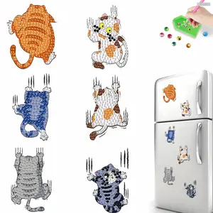 2D FLAT6pcs 2D/flat Acrylic DIY Animals Design Diamond Art Fridge Magnet Kit DIY Art Fridge Magnet Refrigerator Sticker Refrigerator Diamond Art MagnetDiamonds Painting Kits Includes All the Materials, Offering a Relaxing and Enjoyable Crafting Experience