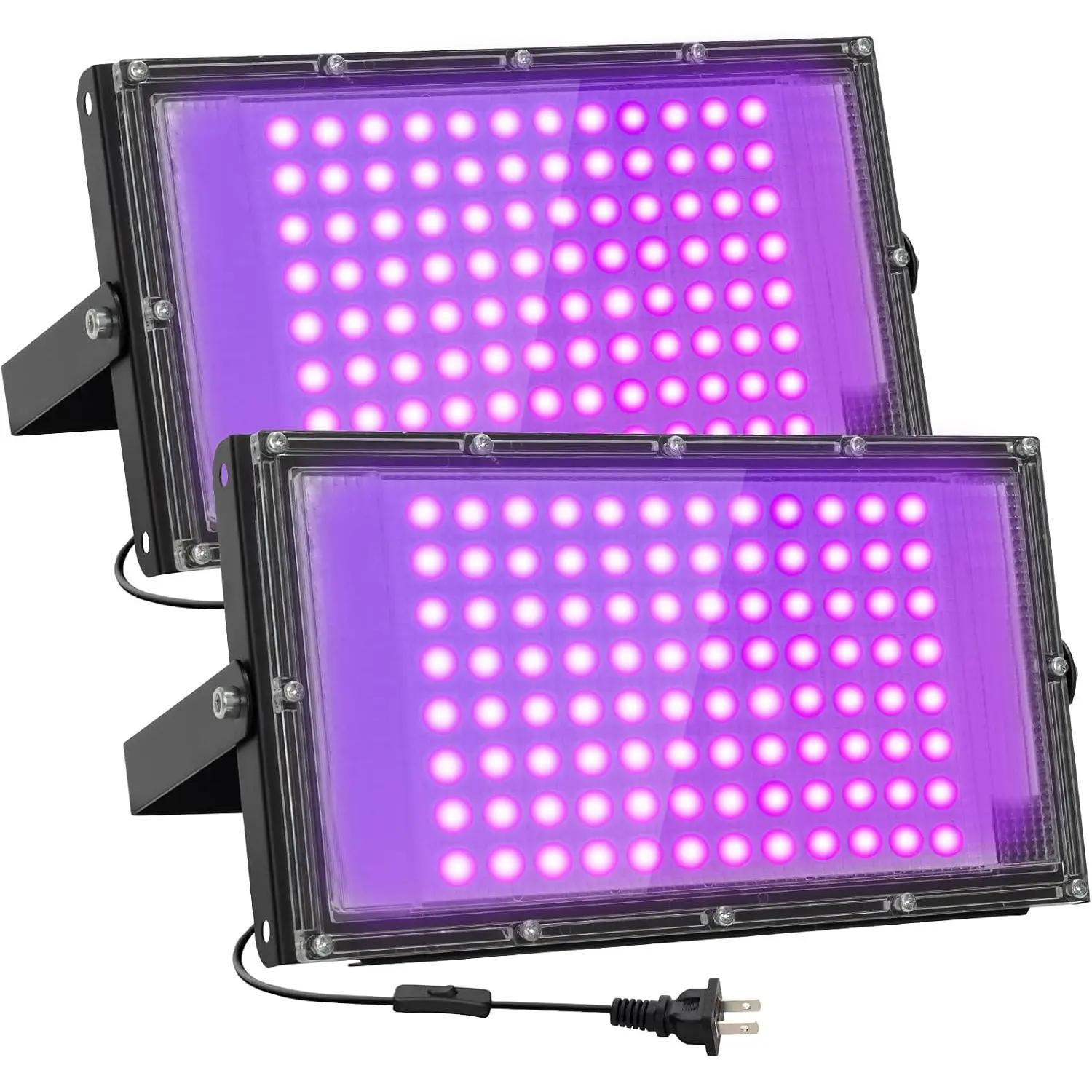 100W LED Black Lights for Glow Party, IP65 Waterproof UV Blacklight Floodlight 395nm Black Light Flood Lights Purple Blacklights Spotlight Fluorescent UV Light Lamp for Halloween Decor (2 Pack)