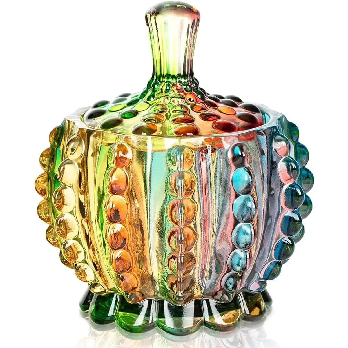 Sturdy Glass Kitchen Canisters, Colorful Embossed Glass Storage Jar with Lid for Candy, Snacks, Cookies, Luxury Home Organizer Container