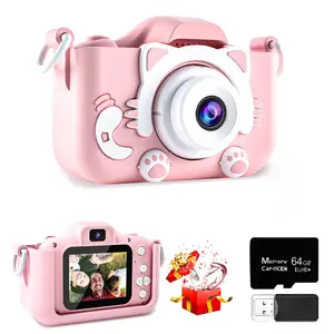 Kids Toy, Kids camera, 64GB memory card, 1080P HD, 48MP, Multiple cute filters to choose from, video shooting, multiple games, Boys/Girls' Holiday Birthday Gifts, preferred kids birthday gift Lens, 48Mp Lens, Hd Video