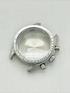 Silver Color 39.7mm Chronograph Watch Case with Bezel Fits Vk63 Quartz Movement