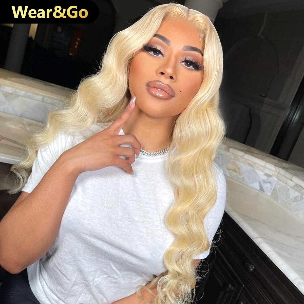 OQ HAIR Body Wave Pre Cut Lace 613 Blonde Wigs Wear Go Glueless Wigs Quick and Easy Install Hairstyle