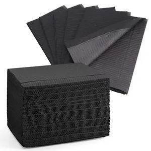 Black 125PCS Disposable Tattoo Table Cloths, Multi Purpose Tattoo and Beauty Tool Mats, Protective Workstation Covers for Makeup Table, Nail Desk, Equipment Tray, Dustproof Stain Resistant Barrier Supplies