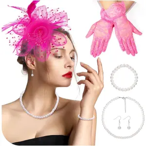 Fascinator Hat for Women  Flower Mesh Feathers Hats for Carnival Halloween  Party Headwear Hats