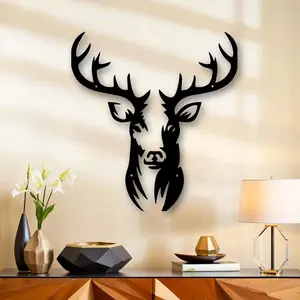 Metal Deer Head Wall Art, Christmas Decoration for Indoor Outdoor Use, Fashionable Wildlife Home Decor for Rooms and Cabins
