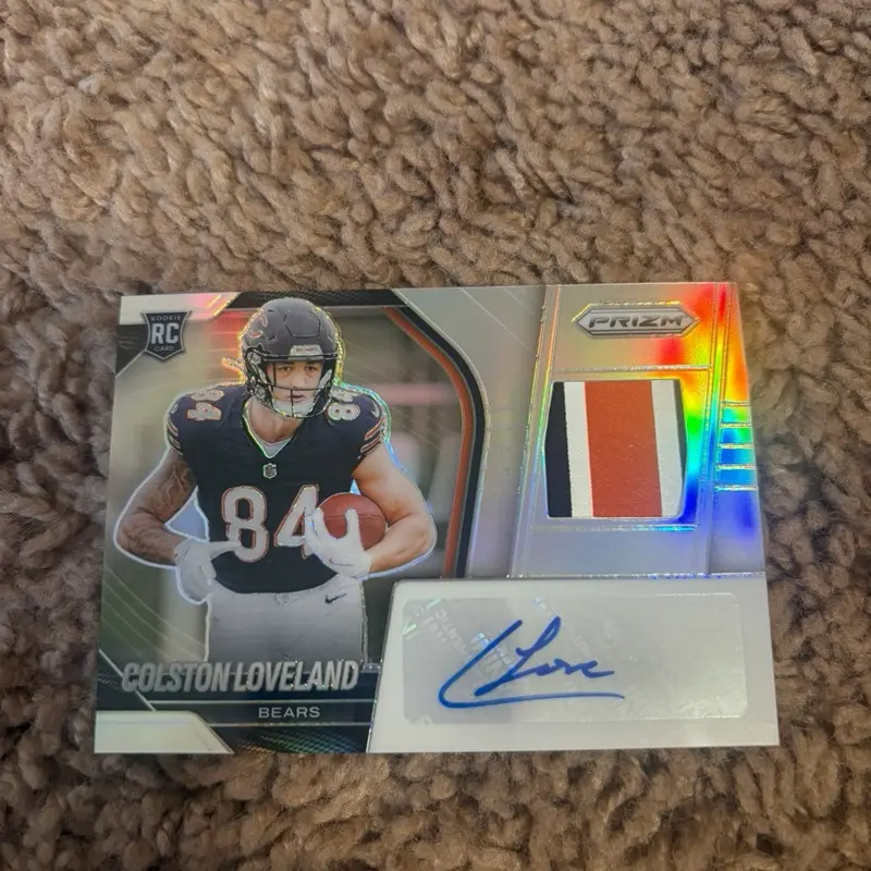 2025 Panini Prizm Colston Loveland Rookie Patch Autograph (RPA) Card, 99/99 Limited Edition