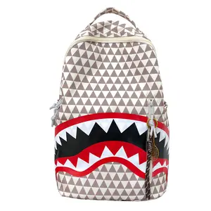 New stylish casual shark backpack, large-capacity business backpack for men, high-appearance school bag, travel bag