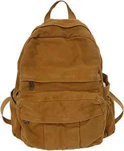 Boho Canvas Backpack for School Vintage College Backpack Women Fairy Grunge Aesthetic Hippie Y2K Backpacks (Brown)