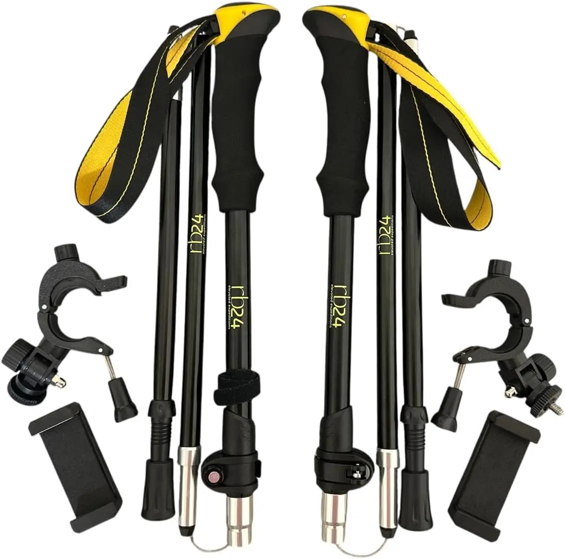 Trek pole with phone mount