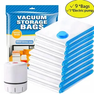 12 Pack Vacuum Storage Bags With Electric AirPump,(2 Jumbo/3 Large/3 Medium/3 Small)Vacuum Seal Bags For Clothing Travel, SpaceSaver bags For Luggage,Blankets,Bedding,Moving Bags