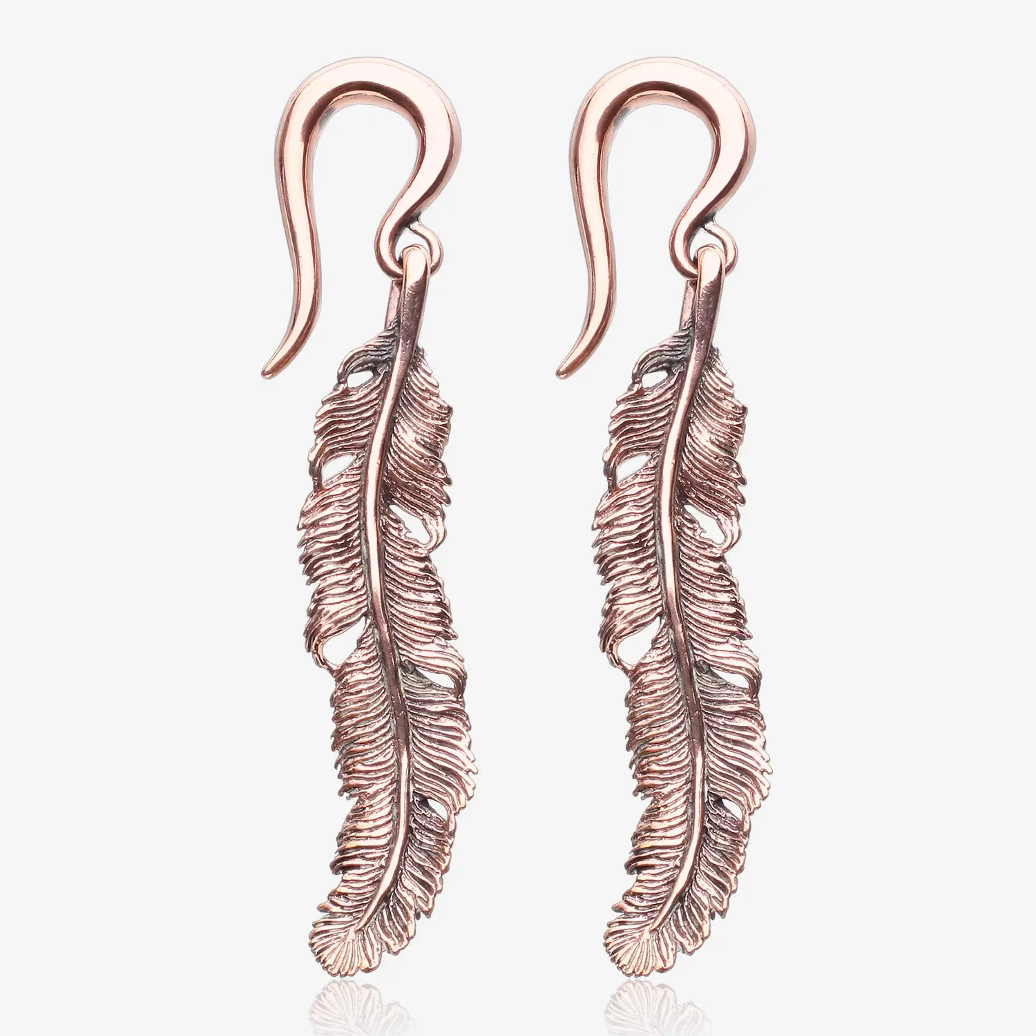 A Pair of Vintage Enchanted Bali Feather Copper Ear Weight Hanger