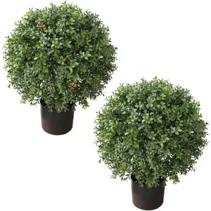 Topiaries Trees Artificial Outdoors 2 Pack Fake Boxwood Bushes Outside Potted Tree