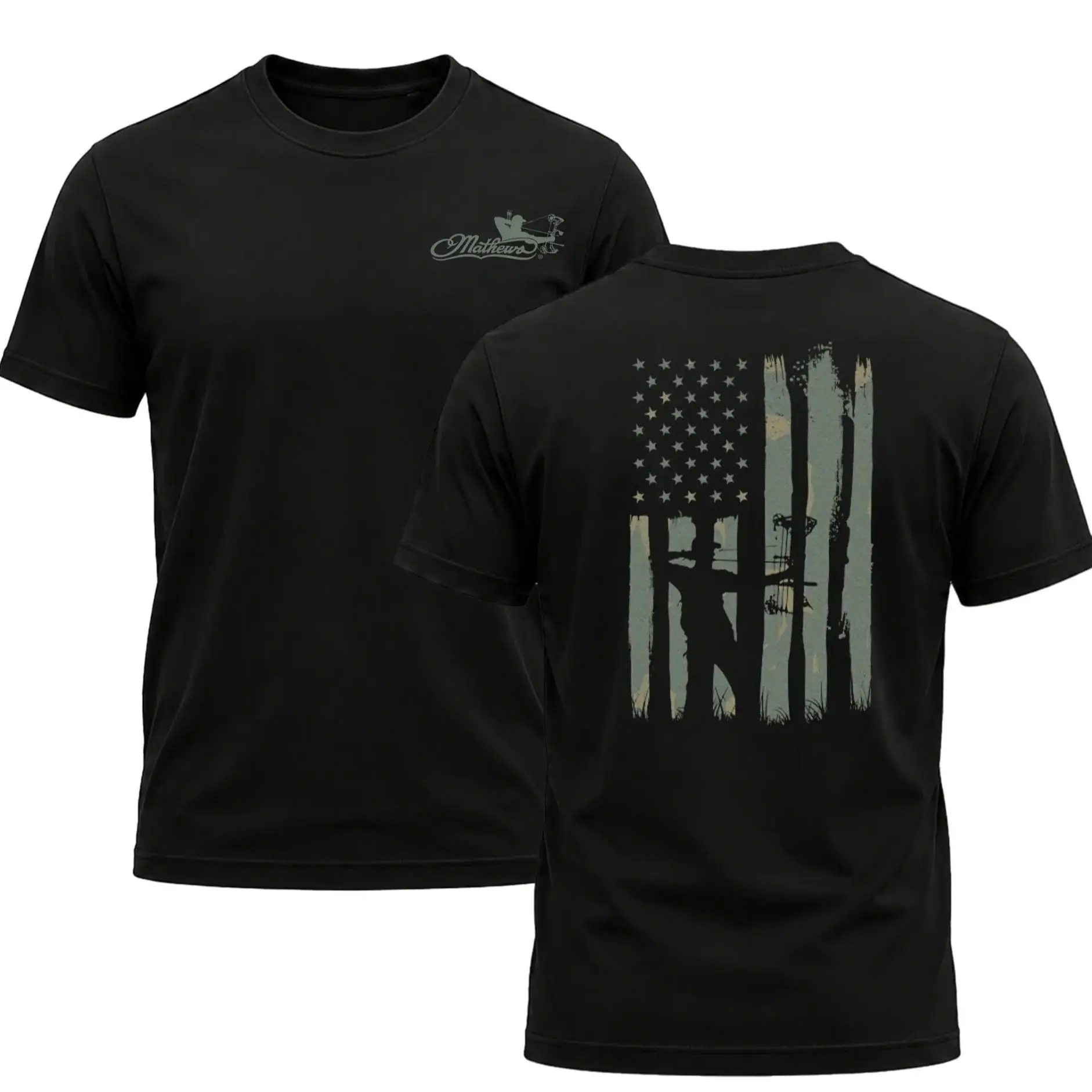 American Bowhunter Archery T-Shirt, Vintage Hunting Flag Tee, Deer Season Outdoor Shirt for Men, Hunting T-shirt, Crew Bowhunting Shirt, Unisex Short Sleeve Casual 100%, Outdoor Gift For Men, Made In USA.