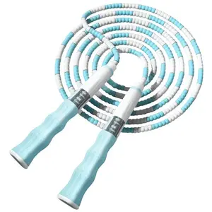 Jump Rope - Adjustable Segmented Beaded PP Plastic Skipping Rope with Storage Sack - Untangled Jump Rope for Kids, Children & Students - Fitness, Exercise & Fun Workouts | 1 Rope with Sack, Bluec