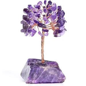 Amethyst Crystal Tree of Life – Reiki Healing Crystals & Gemstones for Positive Energy, Feng Shui Money Tree Decor, Meditation Gifts for Women, Purple Office Desk Bonsai, Spiritual Home Decor, Chakra Room Decor, Handmade Crystal Tree Gift, gifts for her