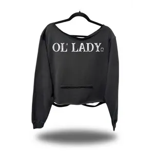 OL LADY ROAD RASH SLASH X BLACK CROP WIDENECK HOODIE