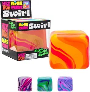 Schylling NeeDoh Nice Cube Swirl - Sensory Toy with a Super Solid Squish - Unique, Swirling Color Blend - Ages 3 and Up - Color May Vary