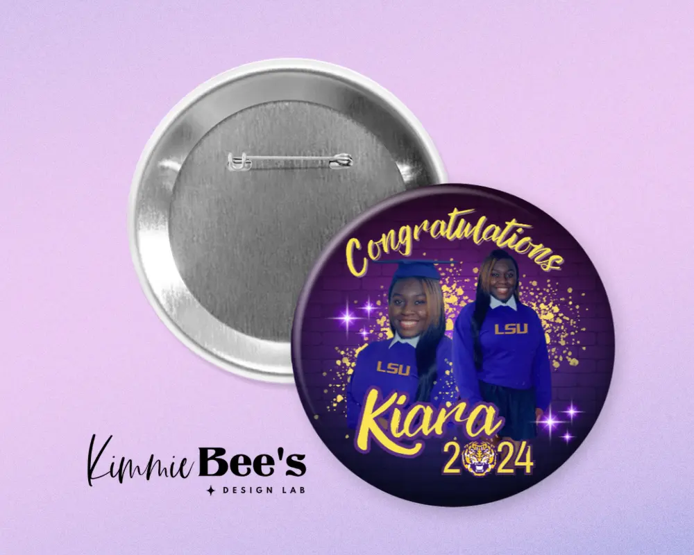 1 custom metal back pin/badge/pinback buttons with picture and words of your choice.