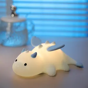 Cute Dragon Night Light, Rechargeable LED Touch Lamp with RGB Colors, Timer & Magnetic Base, Dimmable Bedside Light, Fun Gift for Kids, Girls, Boys & Friends