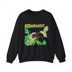 Vtg Weedeater Music Band Album Black Sweatshirt, Hip Hop Men's T-Shirt, Cotton, Casual Menswear Top
