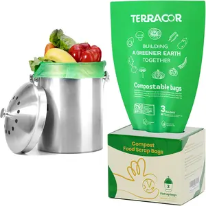 3 Gallon Compostable Food Scrap Bags, 100 Pcs Compost Bags for Countertop Bin, BPI Certified, Meet ASTM D6400 Standard