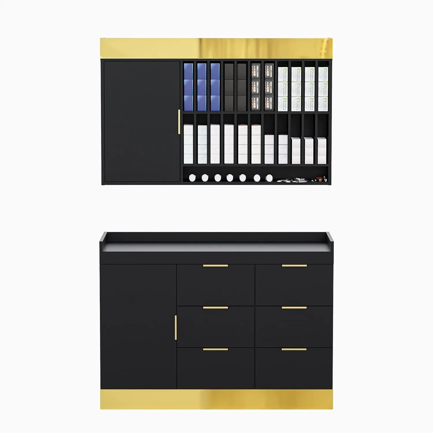 OmySalon Salon Staion Barber Color Bar, Hair Color Organizer Rack, Salon Hair Color Cabinet with Drawers & Adjustable Shelves, Wall Mounted Tube Storage Station for Salon Display