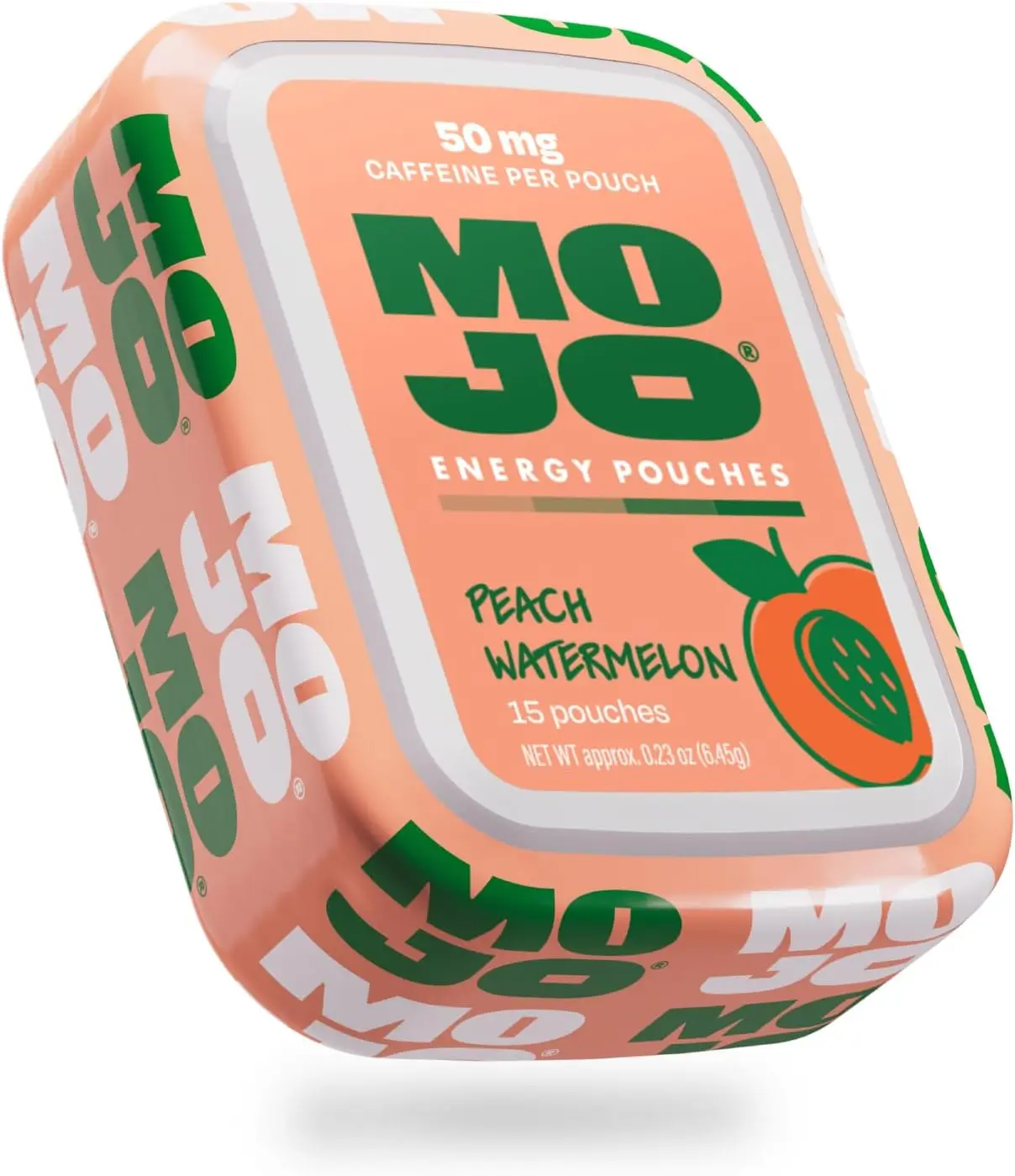 MOJO Energy 50mg Caffeine Pouches, Peach Watermelon, 15 Pouches, 1-Pack