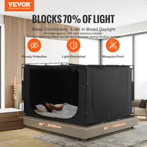 VEVOR 3 Doors Bed Tent Breathable Tent 70% Blackout with 0.43 in Fiber Poles