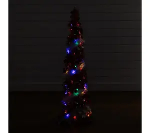 Nearly Natural 4' Artificial Tinsel Pop up Pre-Lit Tree