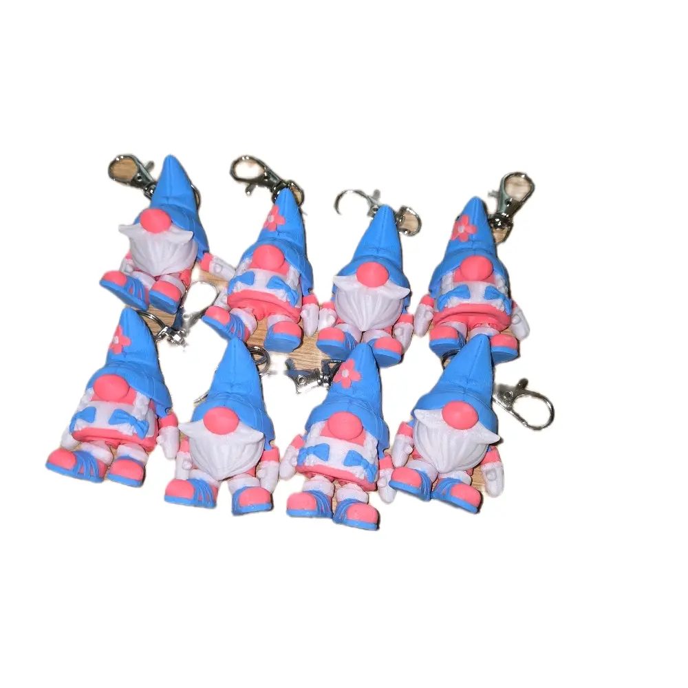 Cute Couple Gnome Keychains Set of 2 - Fun Cartoon Keyrings for Bags, Keys & Gifts in Bright Blue and Pink