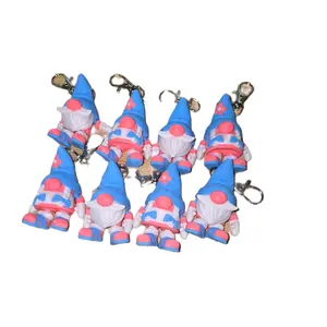 Cute Couple Gnome Keychains Set of 2 - Fun Cartoon Keyrings for Bags, Keys & Gifts in Bright Blue and Pink