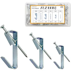 117Pcs Picture Hangers 3 Size Picture Hooks Including 30/50/100lbs Professional Picture Hanging Kit for Wooden Wall or Drywall (50 Hangers+ 67 Nails)
