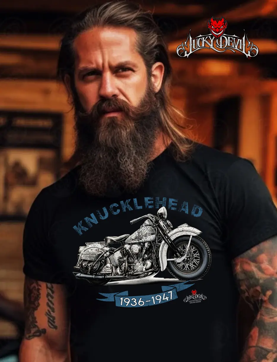 Knucklehead Vintage Motorcycle Logo Tee | Motorcycle Humor, Moto Shirt