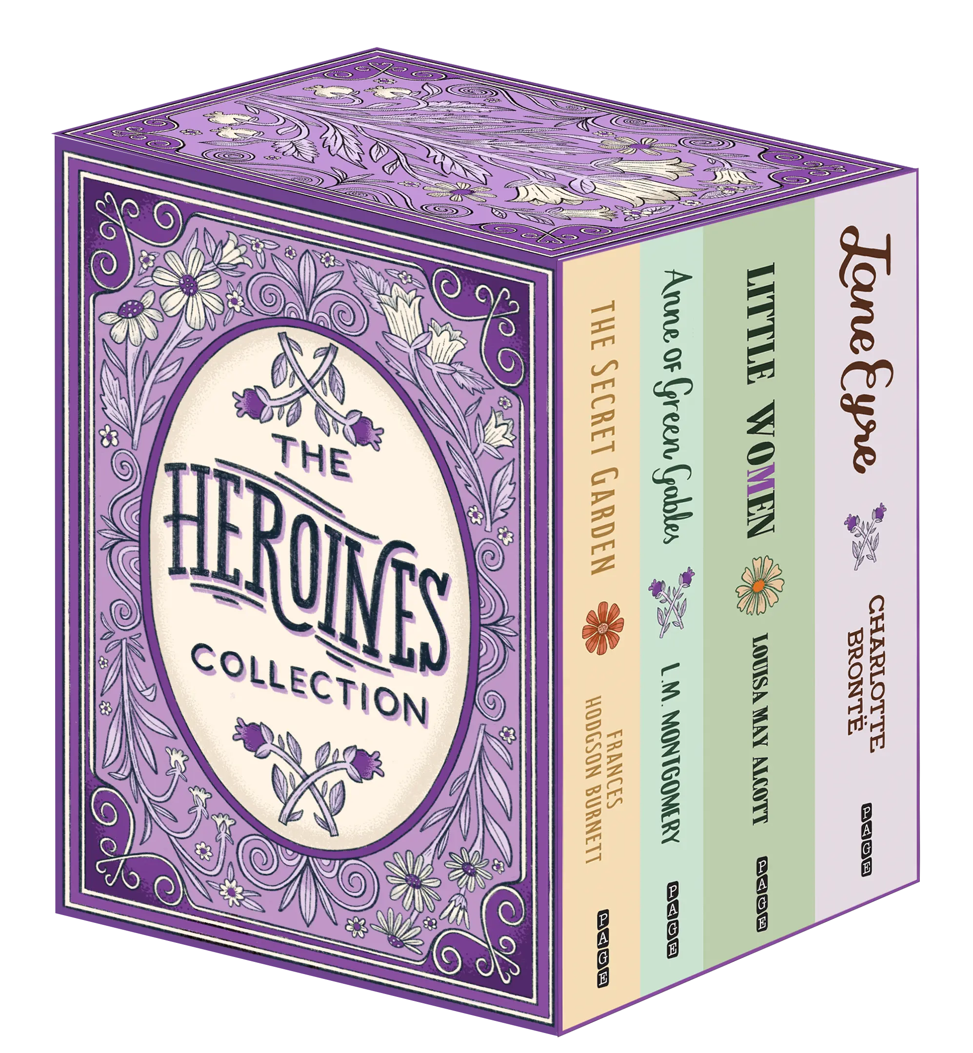 4-Book Heroines Series Paperback Box Set with Slipcase, Featuring Classic Literature Novels: The Secret Garden, Anne of Green Gables, Little Women, Jane Eyre