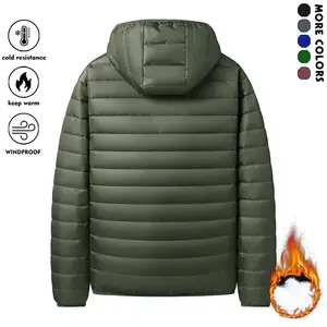 Men's thick warm jacket, winter zipper closure hooded coat, non-stretch cold-resistant outerwear, hand washable formal and casual men's clothing, polyester fill men's fashion design Menswear Tops