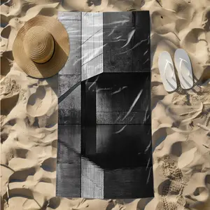 1 piece Minimalist concrete architecture and water reflections themed beach towel - Super soft fluffy flannel blanket, suitable for sofas and beds, all-season use, modern design, digital printing, 100% polyester material, machine washable, suitable
