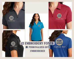 Embroidered - Custom Logo Port Authority Brand Polo Shirts for women - Personalized Gift