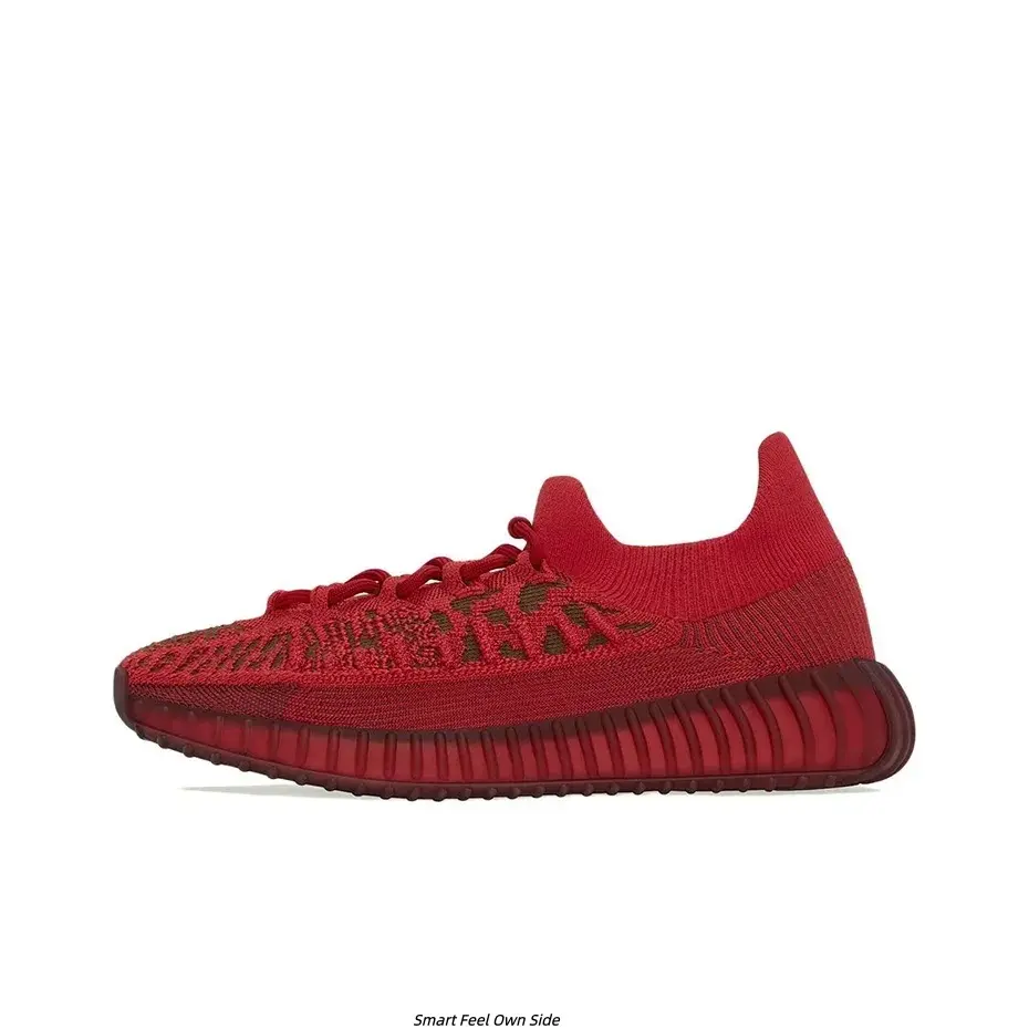 Men Women Full Bright Red Hollow Stretch Knit Casual Sneakers Breathable Hollow Mesh Upper Matching Red Vertical Ribbed Soft Foam Midsole Slip On Lightweight Street Fashion Athletic Trainers For Daily Walking Outdoor Casual Wear