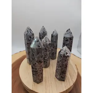 Collectible UV Reactive Yooperlite Stone Tower - 4in Tall (Avg), 98g Weight (Avg), 1-Piece Natural Crystal Decoration for Jewelry Accessories & Derivatives