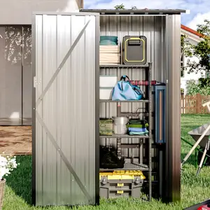 Aoxun 3'x2' Durable Garden Metal Storage Shed with Lockable Doors, Steel Utility Tool Shed for Patio, Backyard, Brown, Durable Garden Shed Rainproof Sunproof Roof,summervibes