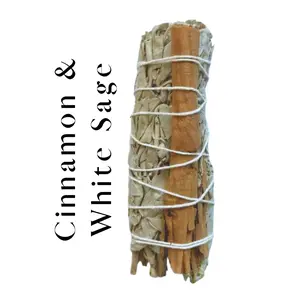 4” White Sage Smudge Bundle Tied with Cinnamon & Dried Orange Slices Ethically Sourced for Purification Positivity & Renewal Ideal for Meditation Rituals and Energy Cleansing - Gift