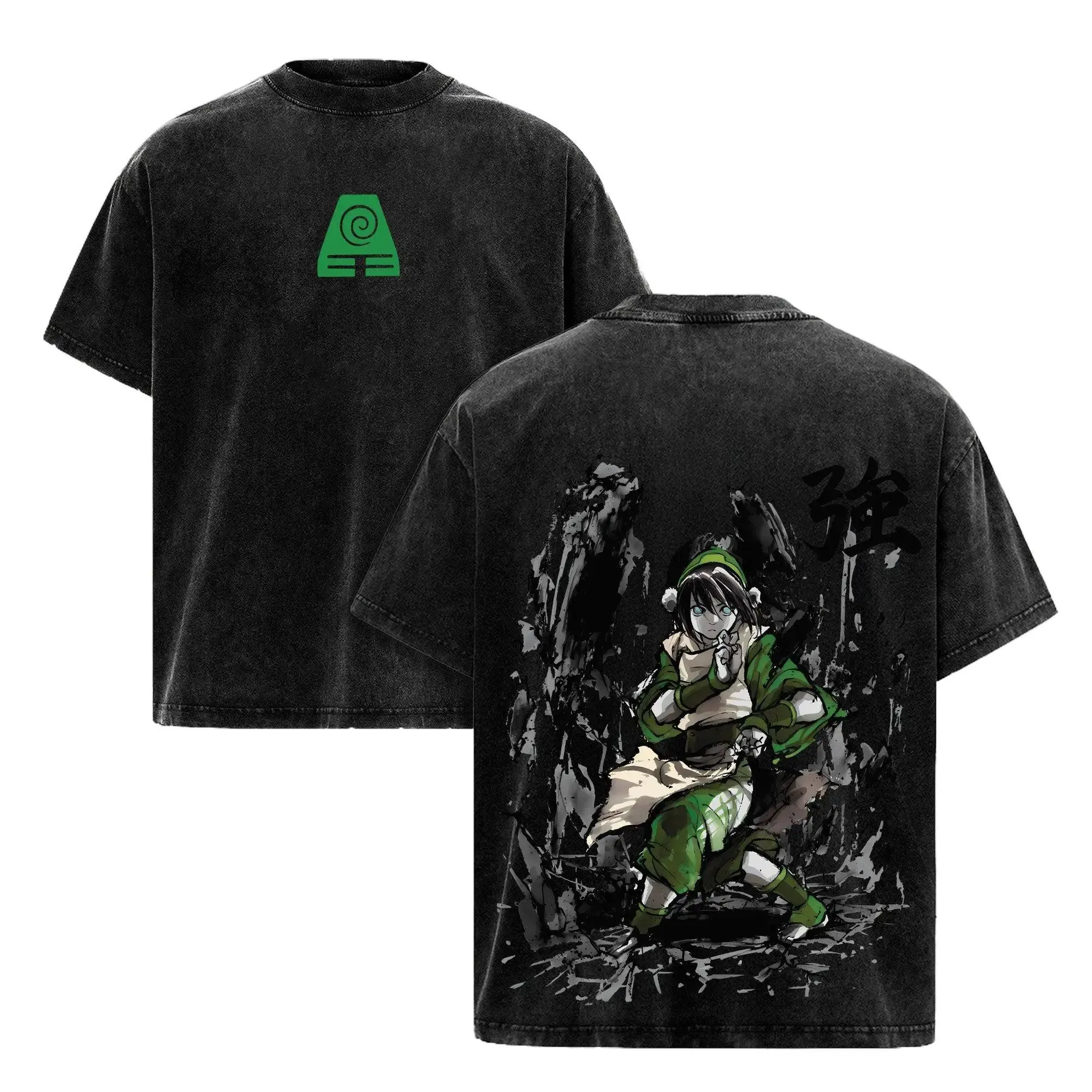 Women's Vintage Toph Beifong Graphic Tee - Avatar The Last Airbender Earth Kingdom Oversized Acid Wash Seamless Apparel, 90s Aesthetic Short Sleeve Premium Soft Cotton Unisex T-Shirt for Day, Gym Streetwear