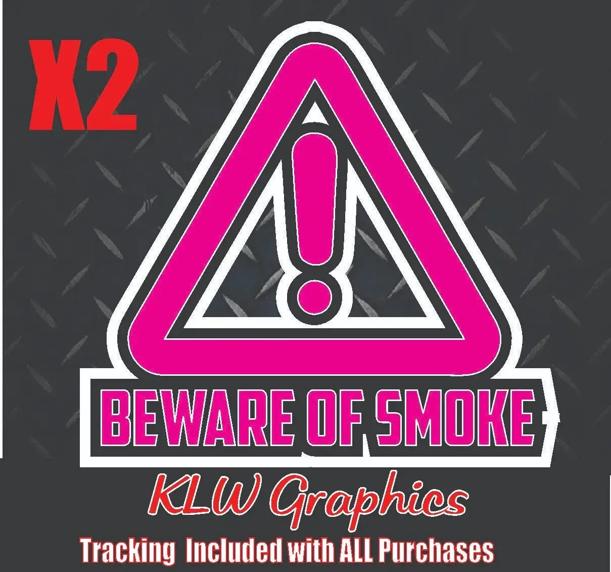 Beware Of Smoke Hot Pink Black White Full Color Decal Sticker Turbo Diesel Truck 7.3 6.7 6.6 6.0 Crew Cab Lifted Powerstroke