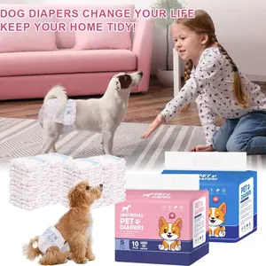 10pcs S-XL Disposable Dog Diapers Female and Male, Doggie Diapers for Dogs, Super Absorbent Doggie Diapers for Heat Excitable Urination or Incontinence, Breathable and dry, Keep your home clean and odor