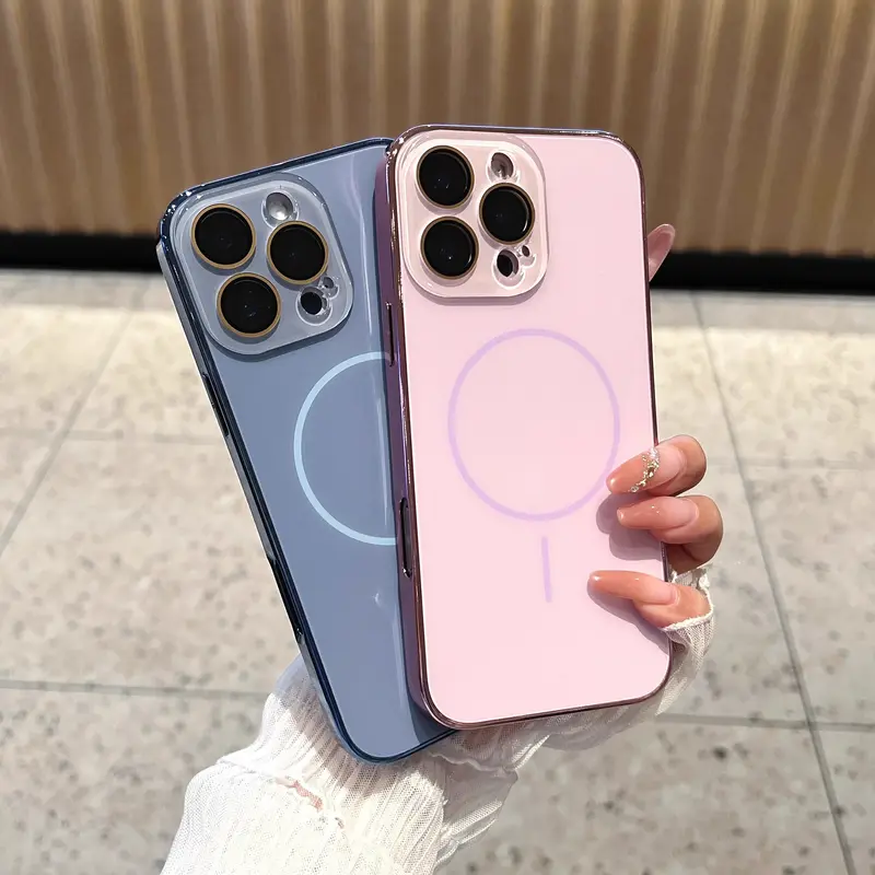 MagSafe Compatible Electroplated iPhone Case For iPhone 18/17/16/15/14/13/12/11 Pro Max/Pro/Plus/Air, Full Camera Protection, TPU+PC Shockproof Phone Cover